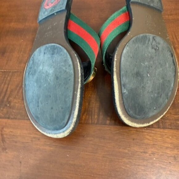 Gucci Kika Web GG Thong Sandals Red Green Stripe Logo EU 37 US 7 - Picture 5 of 7